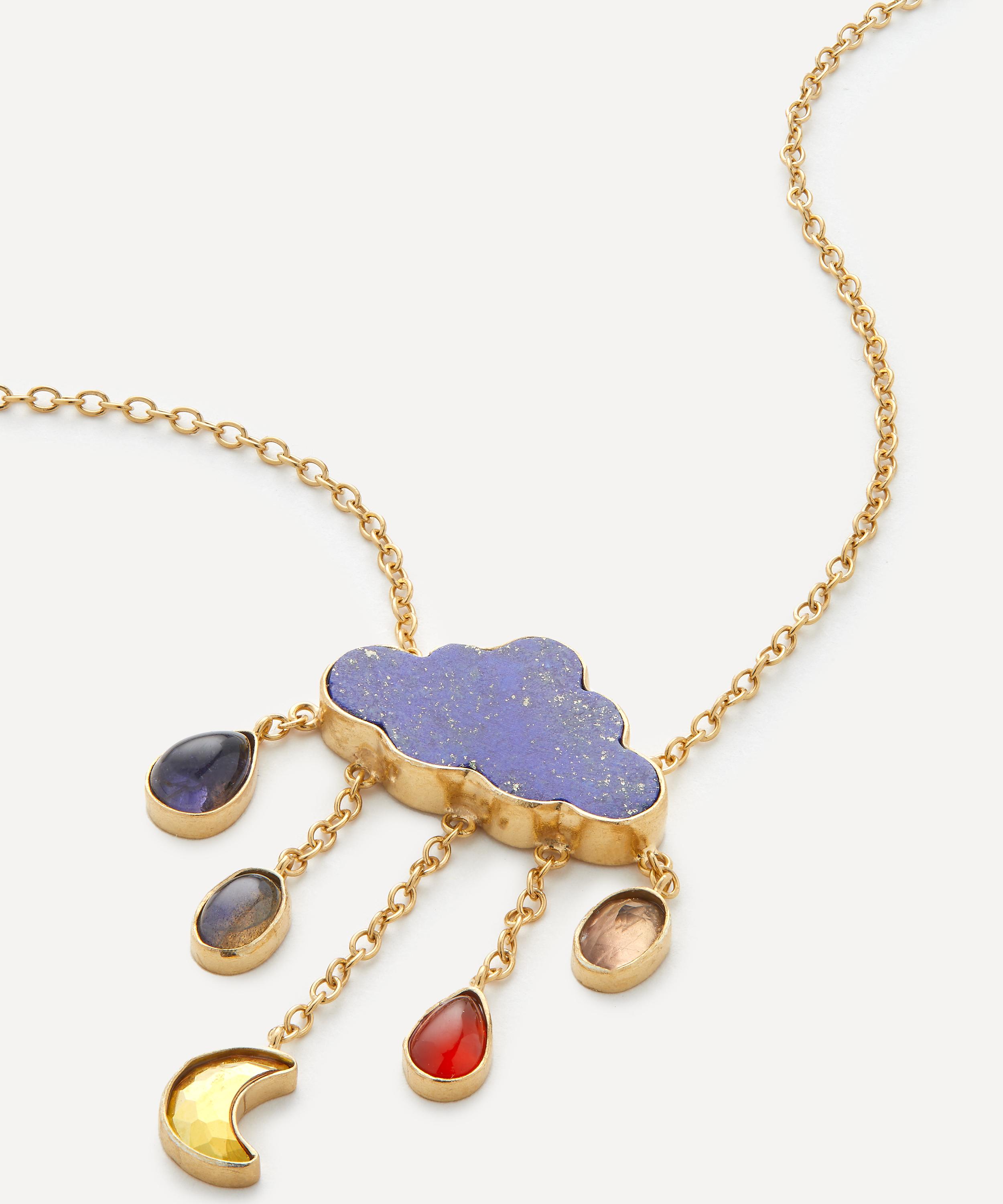 Grainne Morton - Gold-Plated Cloud and Rain Multi-Stone Pendant Necklace image number 0