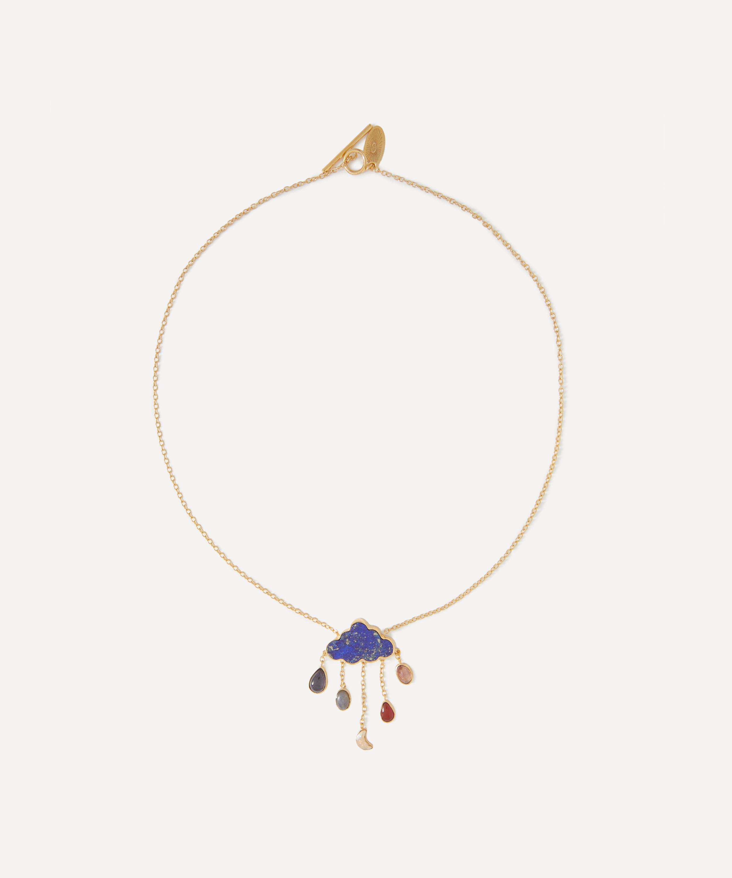Grainne Morton - 18ct Gold-Plated Cloud and Rain Multi-Stone Chain Drop Necklace image number 0