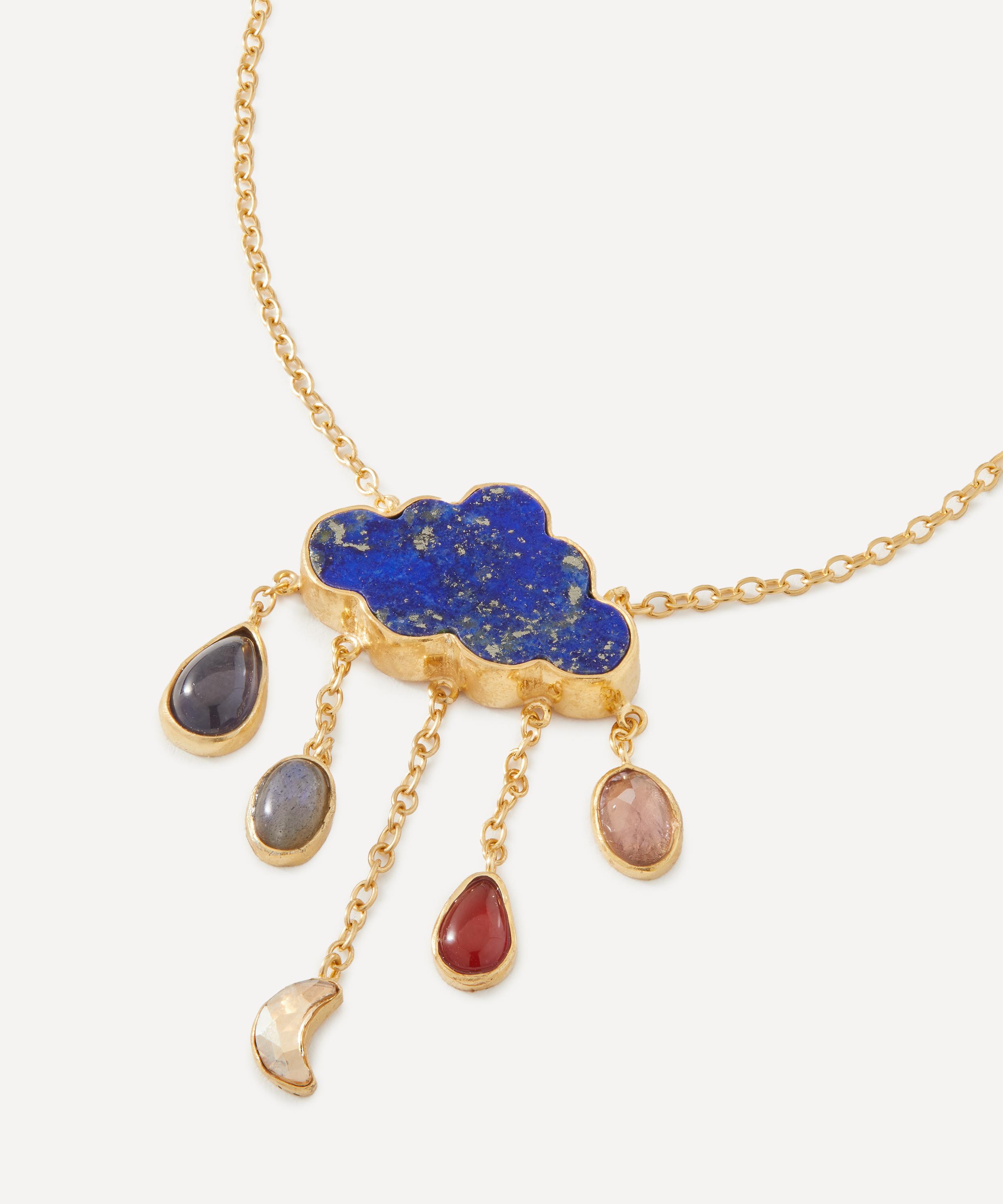 Grainne Morton - 18ct Gold-Plated Cloud and Rain Multi-Stone Chain Drop Necklace image number 1