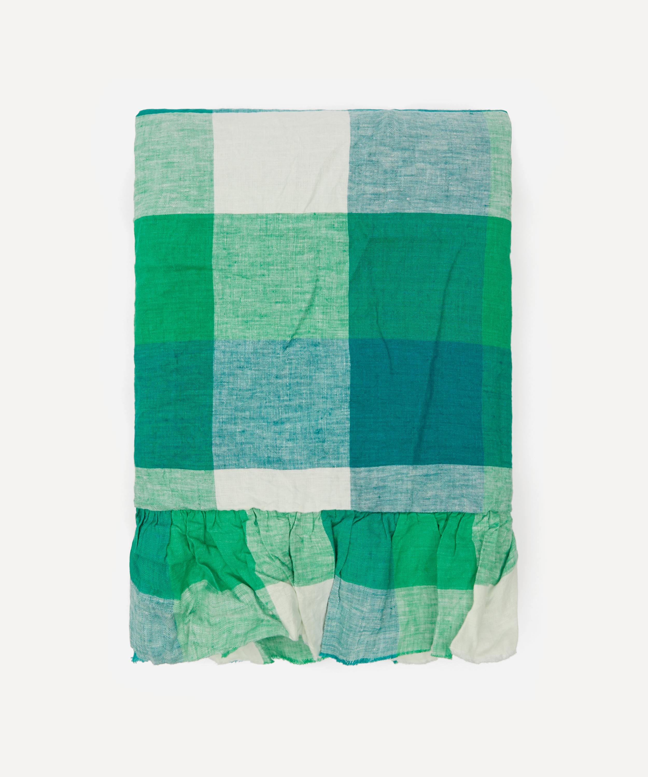 Society of Wanderers - Apple Check Ruffle King Single Flat Sheet image number 0