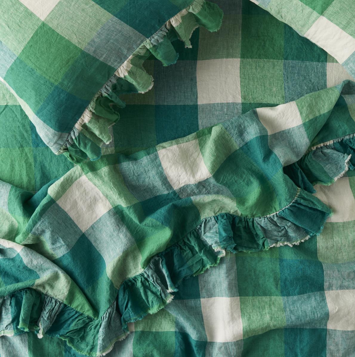 Society of Wanderers - Apple Check Ruffle King Single Flat Sheet image number 1