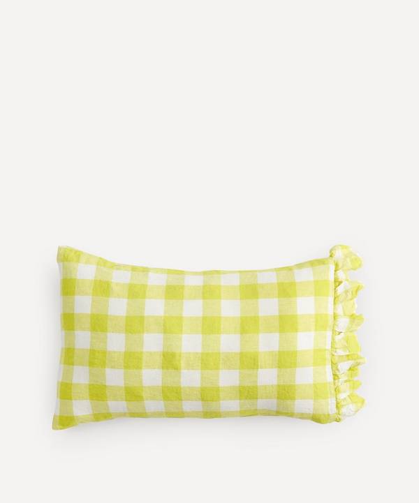 Society of Wanderers - Limoncello Gingham Ruffle Pillowcase Set image number 0