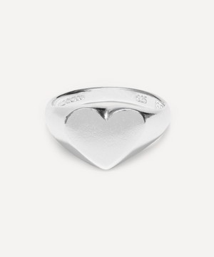 Silver Heart-Shaped Signet Ring
