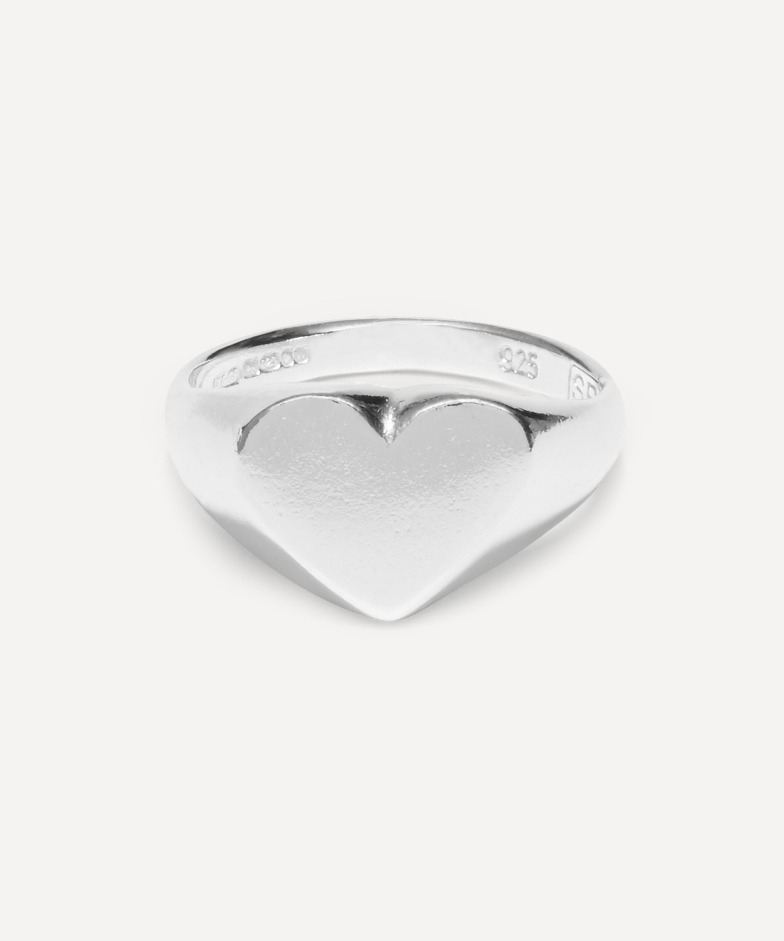 Sterling silver clearance heart signet ring