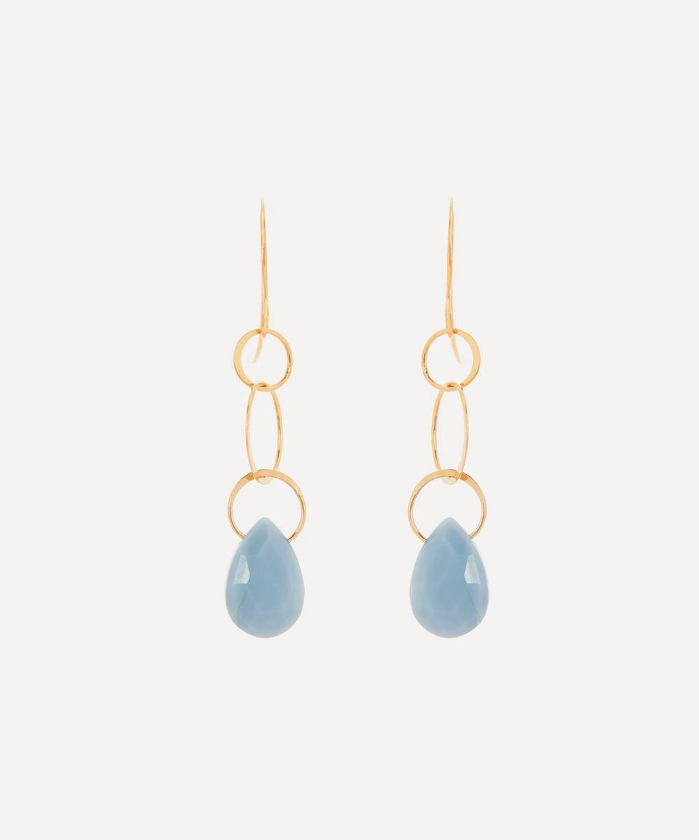Melissa Joy Manning - Gold Blue Opal Single Drop Earrings
