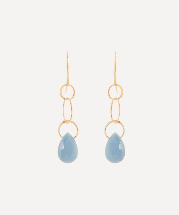 Melissa Joy Manning - Gold Blue Opal Single Drop Earrings image number 0