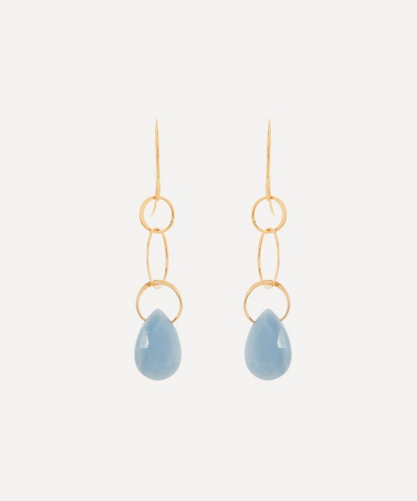 Melissa Joy Manning - Gold Blue Opal Single Drop Earrings image number null