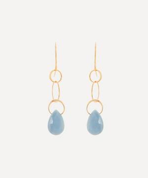 Gold Blue Opal Single Drop Earrings