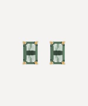 14ct Gold Emerald Cut Green Envy Topaz Stud Earrings