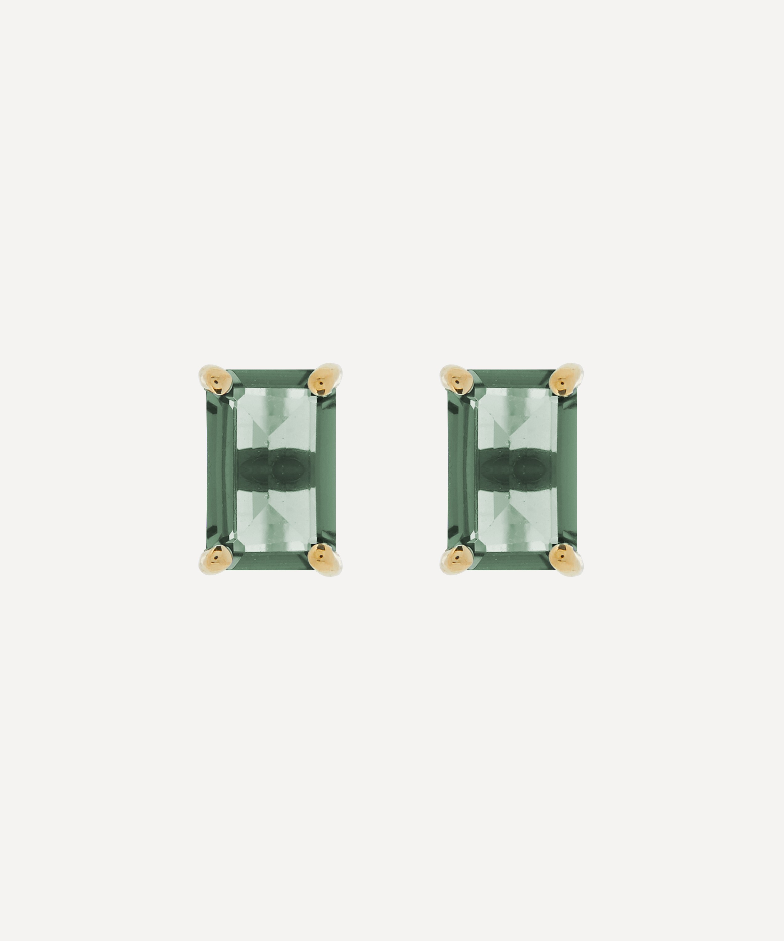 Suzanne Kalan - 14ct Gold Emerald Cut Green Envy Topaz Stud Earrings image number 0