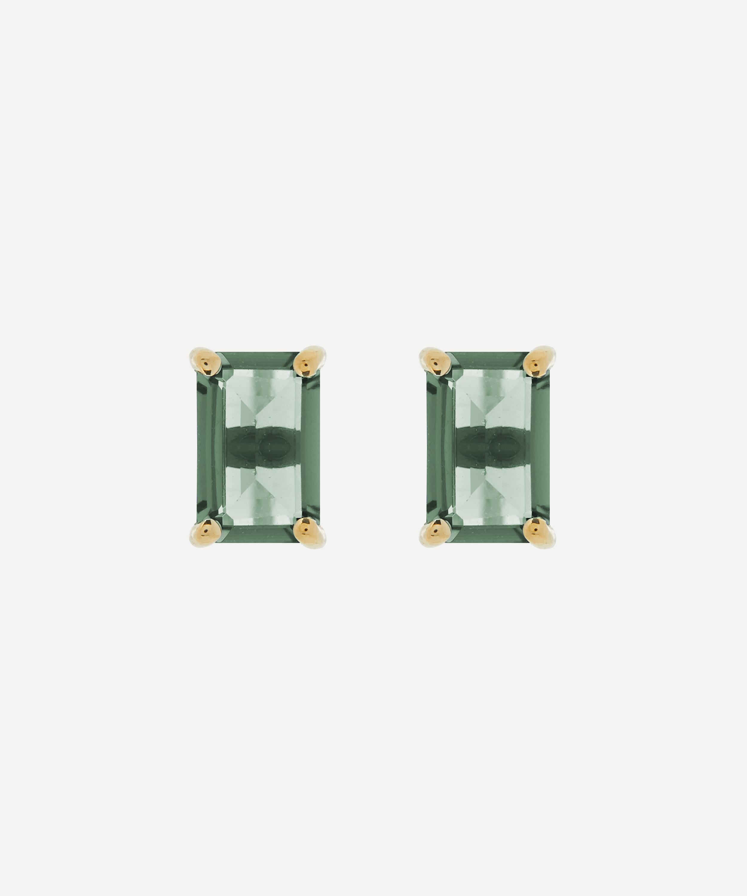 Suzanne Kalan - 14ct Gold Emerald Cut Green Envy Topaz Stud Earrings