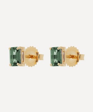 Suzanne Kalan - 14ct Gold Emerald Cut Green Envy Topaz Stud Earrings image number 2