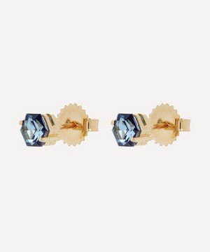 Suzanne Kalan - 14ct Gold Hexagon Cut English Blue Topaz Stud Earrings image number 2