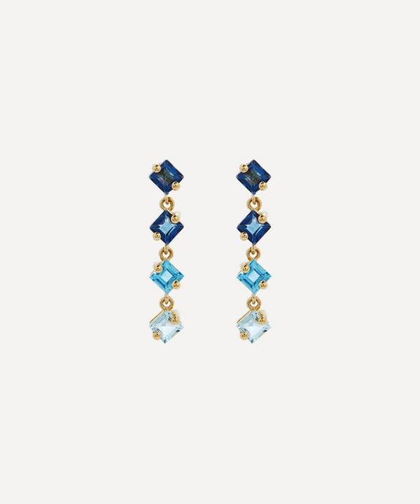 Suzanne Kalan - 14ct Gold Multi Blue Topaz Ombre Drop Earrings