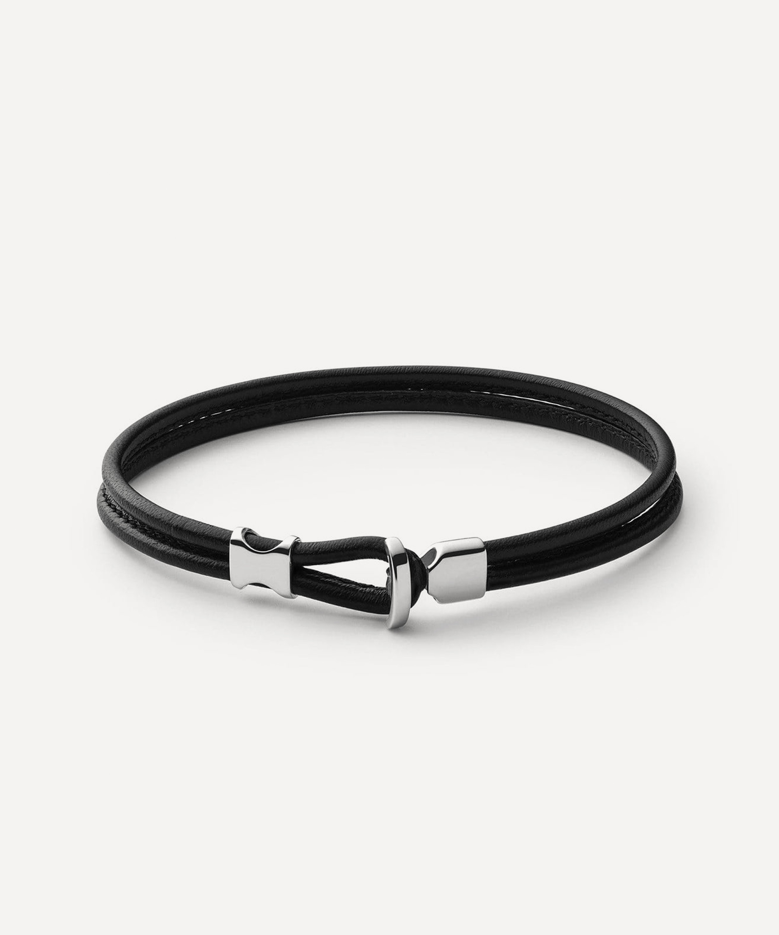 Men's Wrap Leather Bracelet with Silver Fish Hook Clasp - Atolyestone