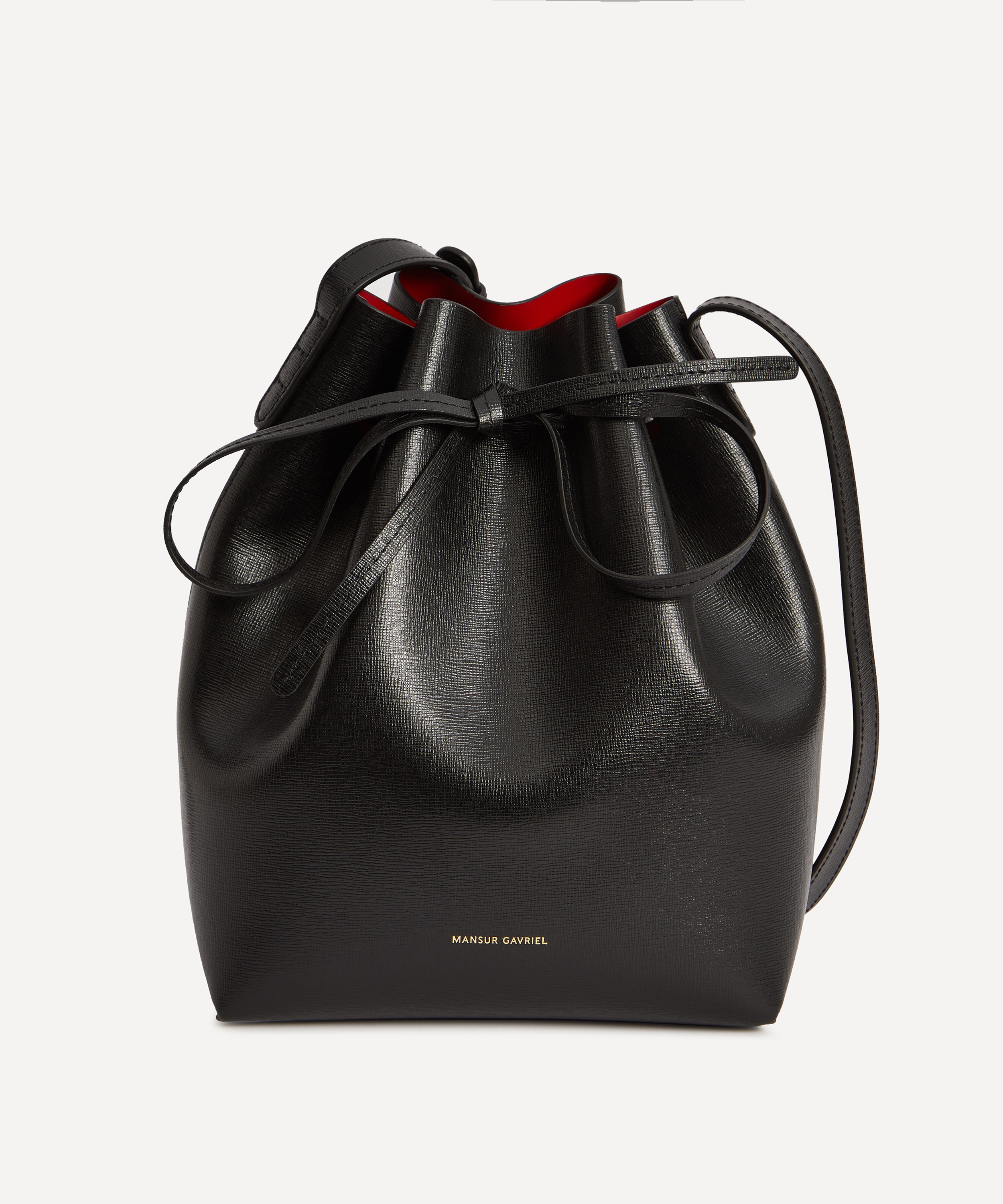 Mansur Gavriel Mini Saffiano Leather Bucket Bag in Natural