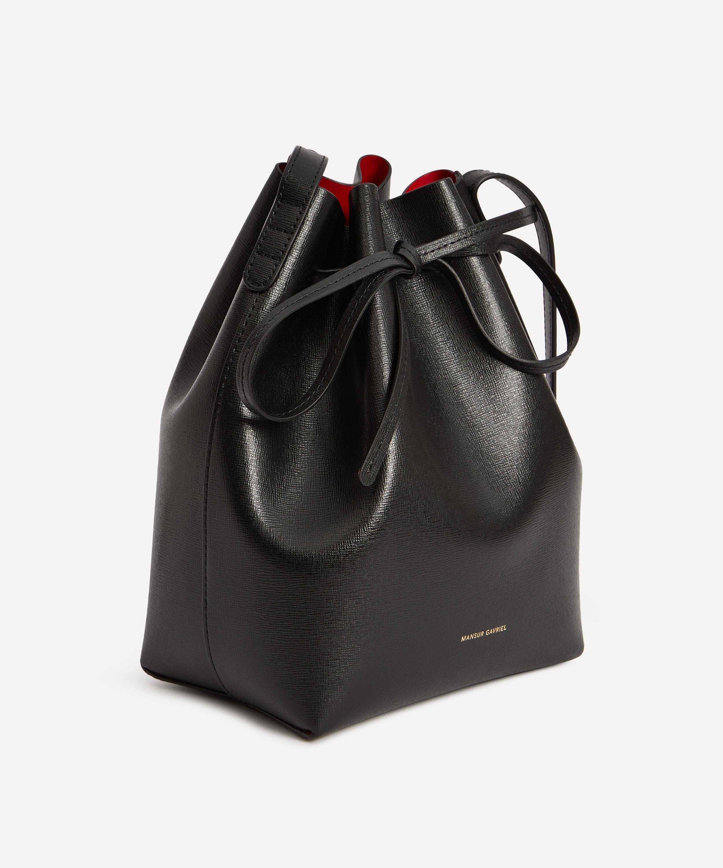 Mansur Gavriel Mini Saffiano Leather Bucket Bag in Natural