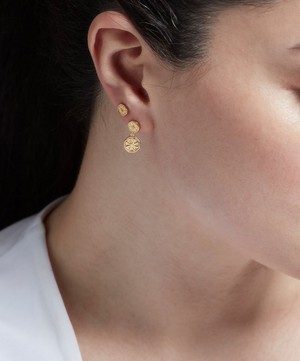 Astley Clarke - Gold Plated Vermeil Silver Celestial Dial White Sapphire Drop Earrings image number 2