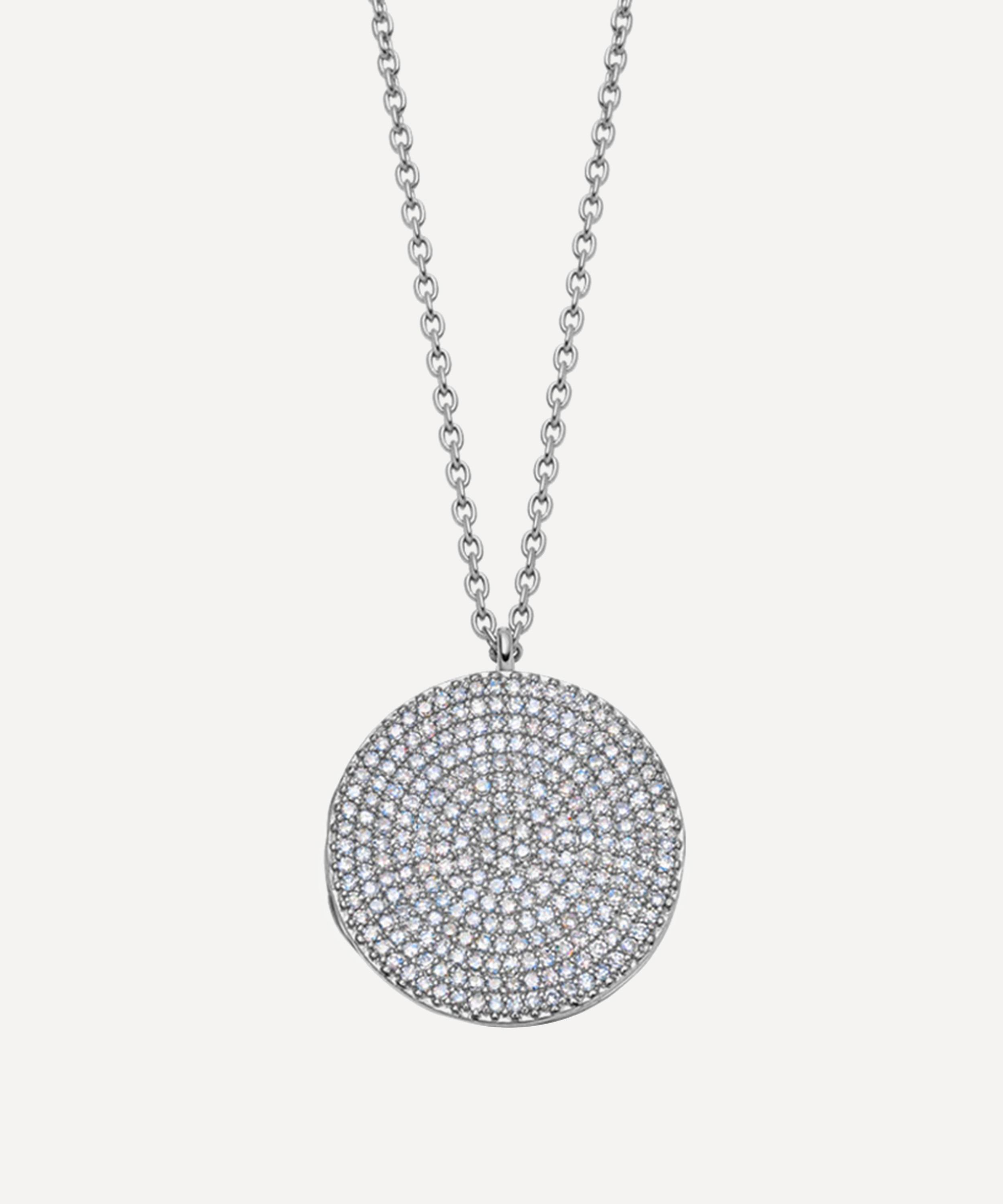 Astley Clarke - 14ct White Gold Large Icon Diamond Locket Necklace image number 0