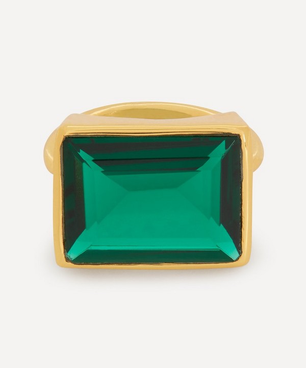 Shyla - Gold-Plated Lenny Glass Stone Cocktail Ring