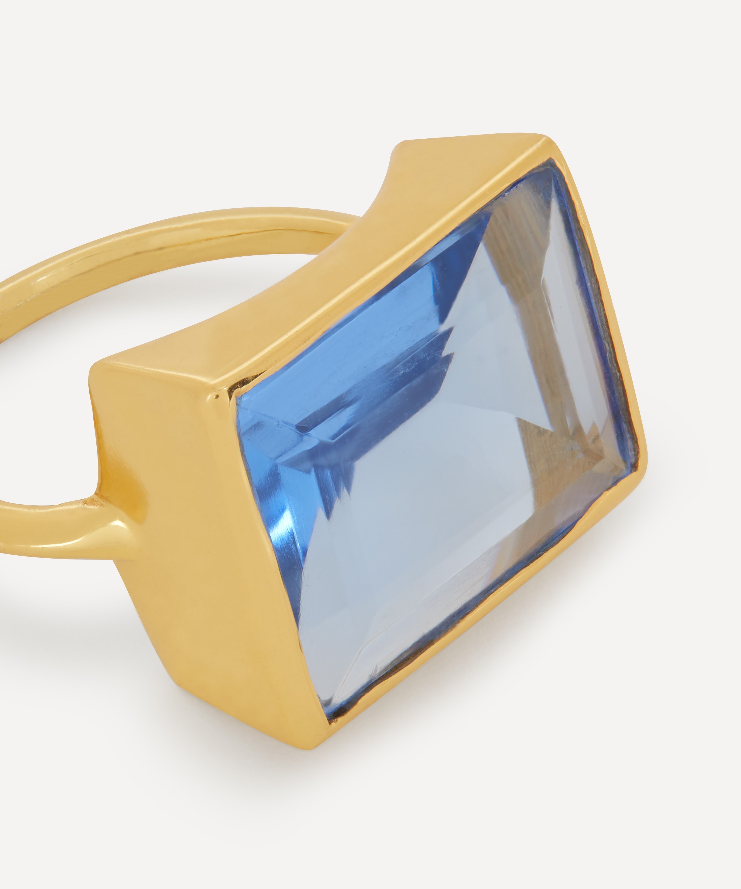 Shyla - Gold-Plated Lenny Glass Stone Cocktail Ring image number 2