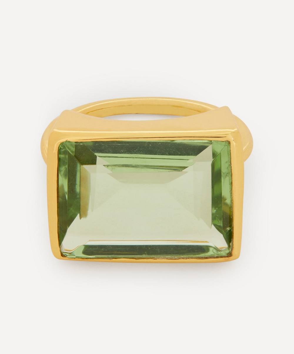 Shyla - Gold-Plated Lenny Glass Stone Cocktail Ring