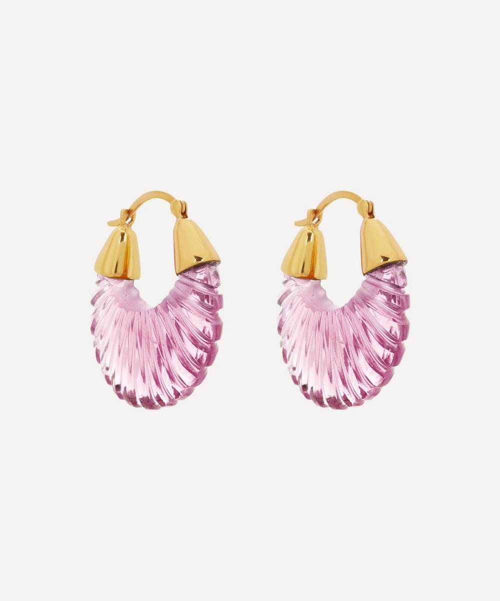 Shyla - Gold-Plated Etienne Glass Hoop Earrings
