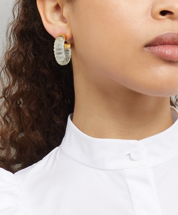 Shyla - Gold-Plated Esme Glass Hoop Earrings image number 1
