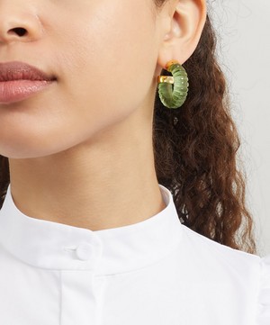 Shyla - Gold-Plated Esme Glass Hoop Earrings image number 1
