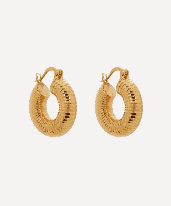Shyla - Gold-Plated Monica Ribbed Hoop Earrings image number null