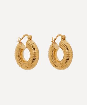 Shyla - Gold-Plated Monica Ribbed Hoop Earrings image number 0