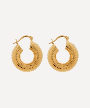 Shyla - Gold-Plated Monica Ribbed Hoop Earrings image number 2