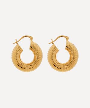 Shyla - Gold-Plated Monica Ribbed Hoop Earrings image number 2