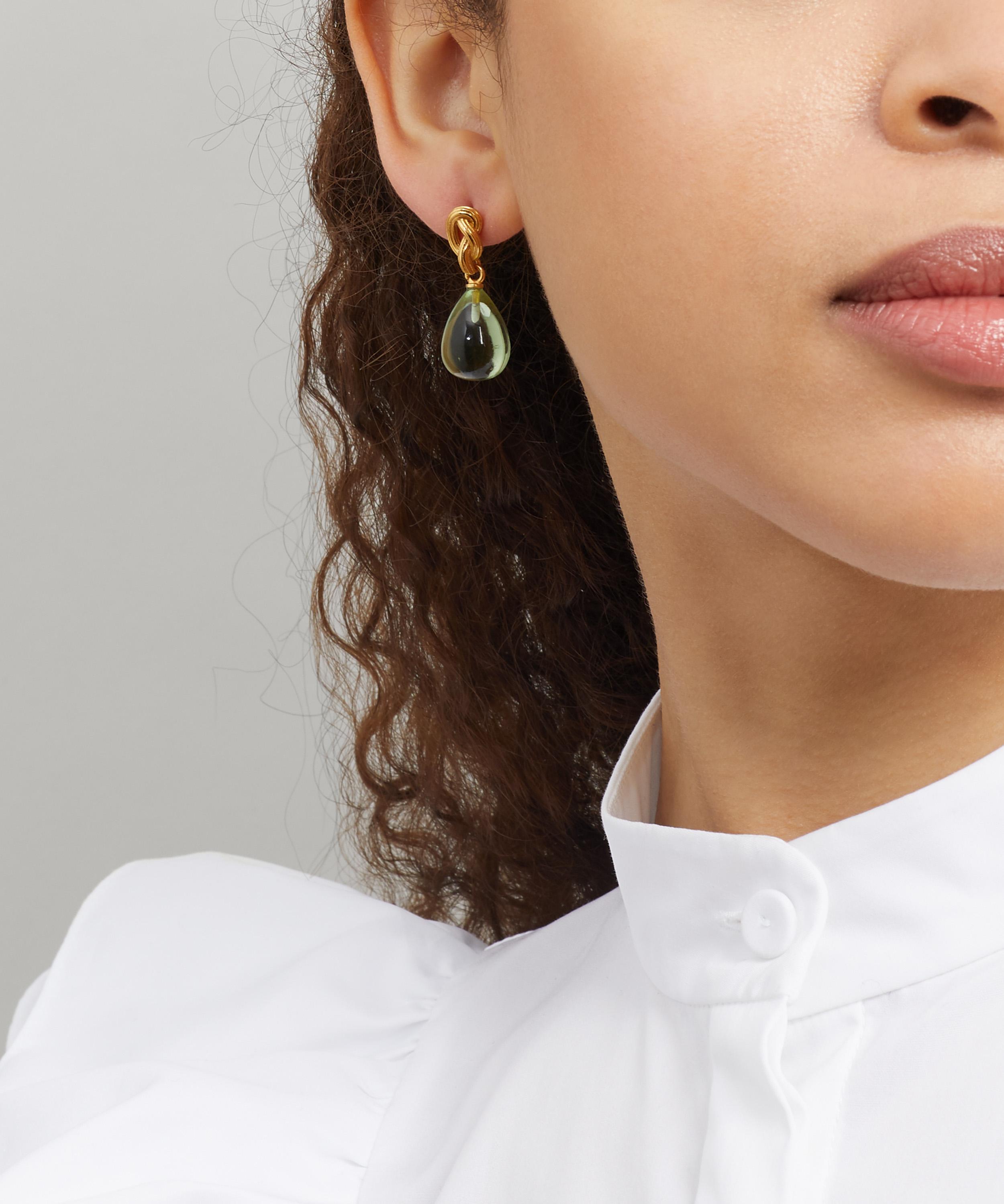 Shyla Gold-Plated Synthea Glass Stone Drop Earrings