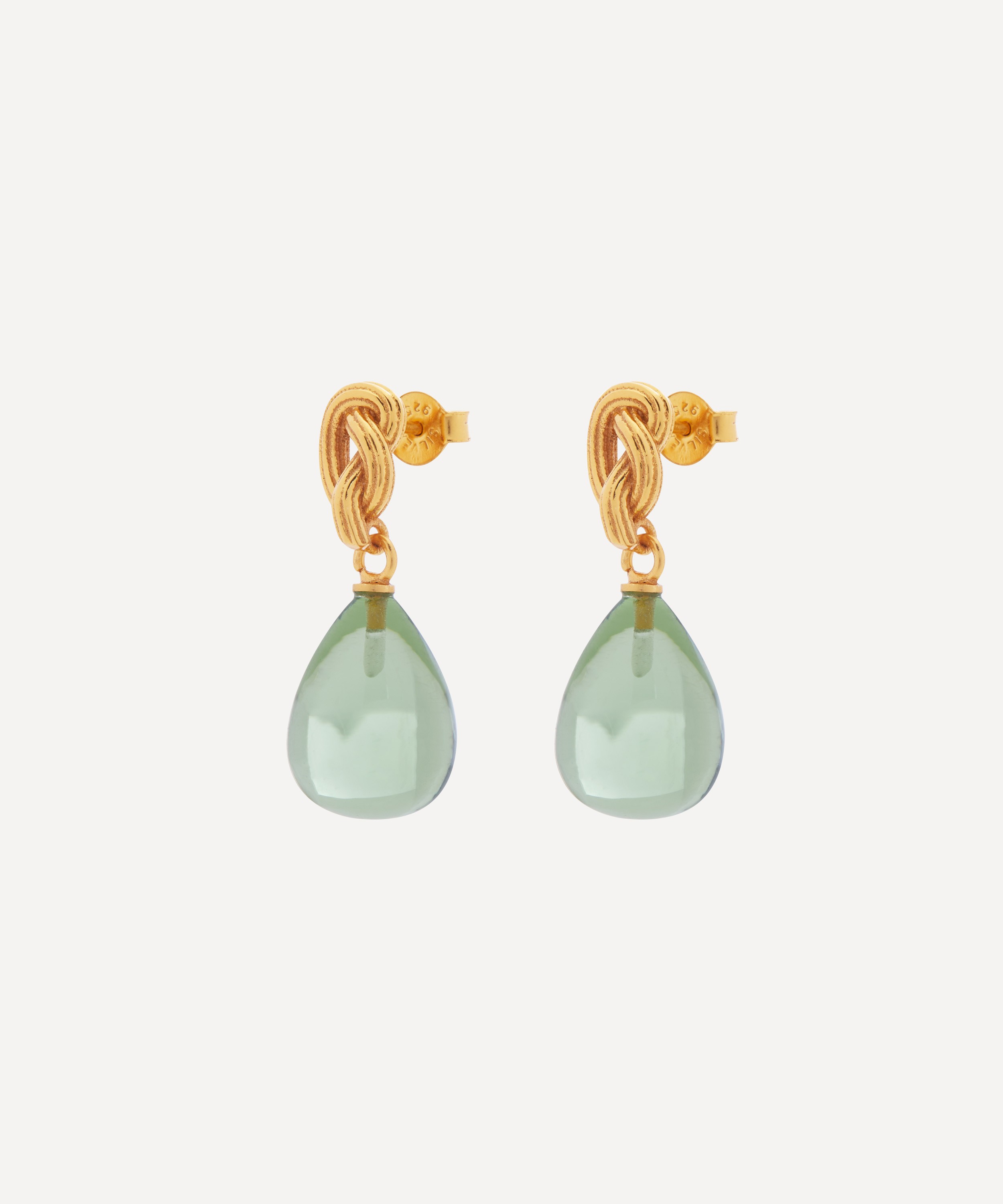 Shyla - Gold-Plated Synthea Glass Stone Drop Earrings image number 2