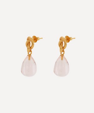 Shyla - Gold-Plated Synthea Glass Stone Drop Earrings image number 2