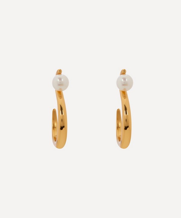 Shyla - Gold-Plated Celia Pearl Hoop Earrings image number null