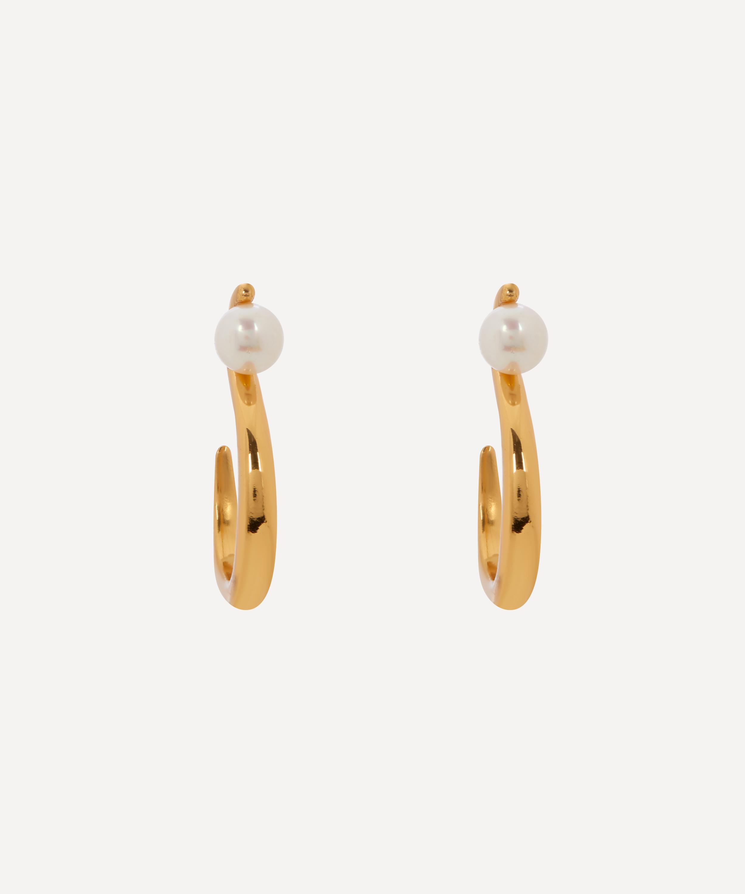 Shyla - Gold-Plated Celia Pearl Hoop Earrings
