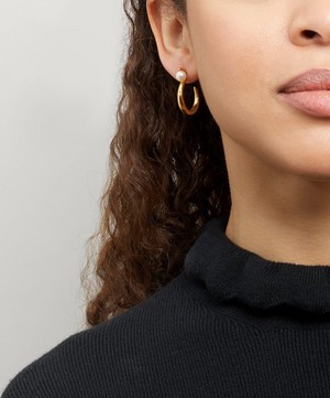 Shyla - Gold-Plated Celia Pearl Hoop Earrings image number 1