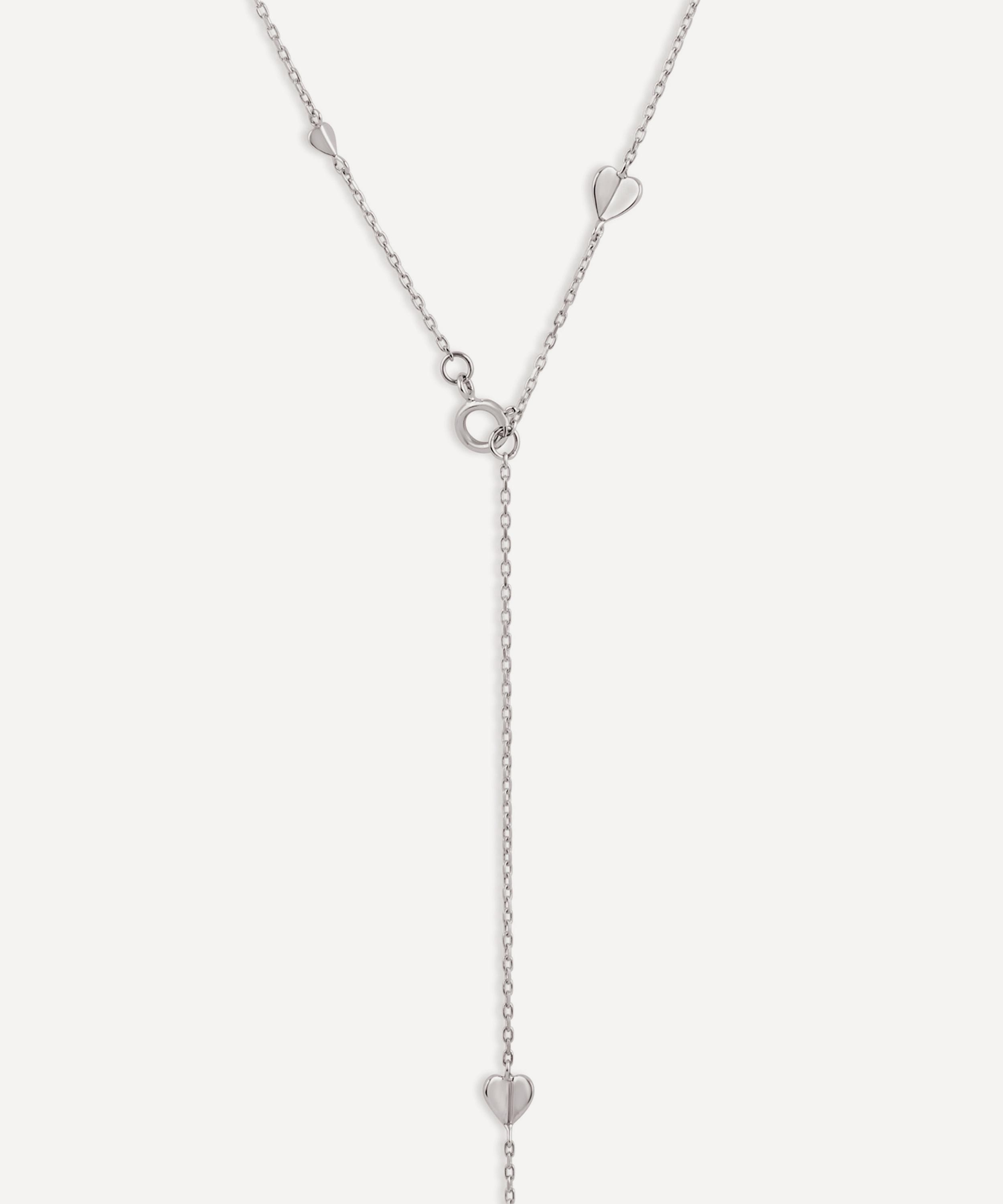 Dinny Hall - 9ct White Gold Bijou Folded Heart Lariat Necklace image number 0