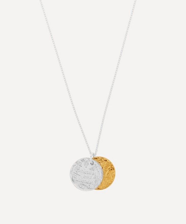 Alex Monroe - Silver and Gold-Plated Curiouser and Curiouser Double Disc Pendant Necklace image number null