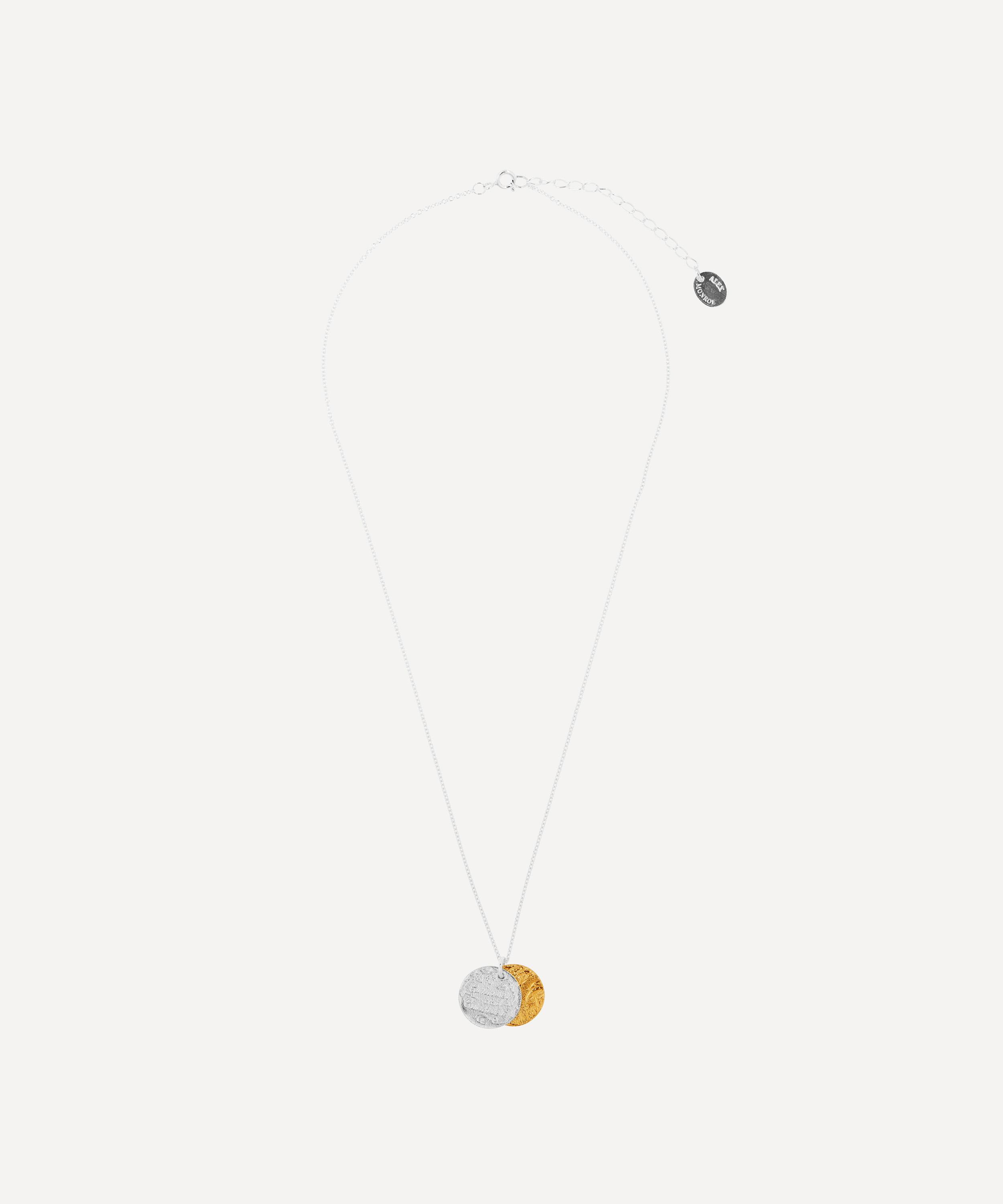 Alex Monroe - Silver and Gold-Plated Curiouser and Curiouser Double Disc Pendant Necklace image number 2