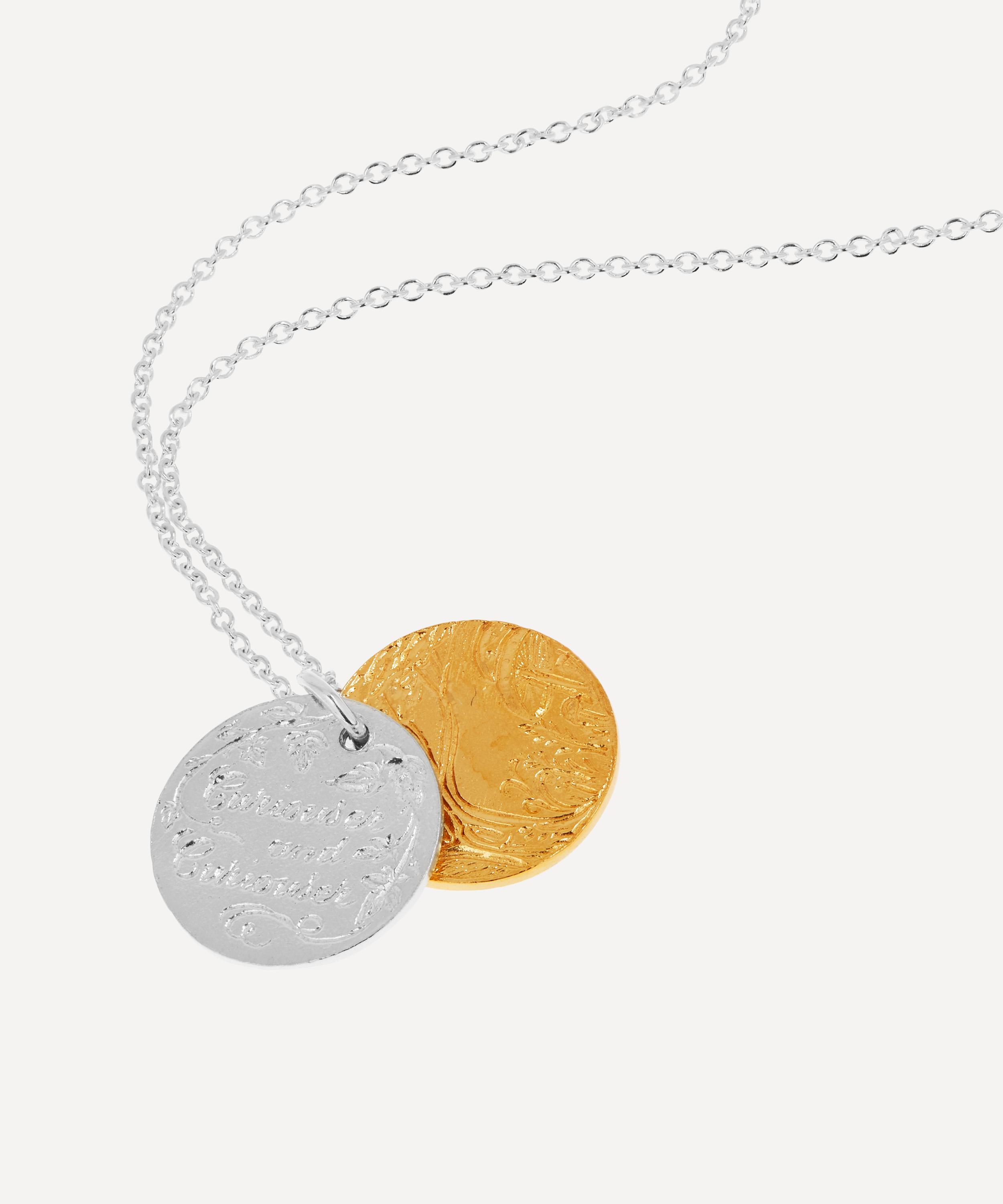 Alex Monroe - Silver and Gold-Plated Curiouser and Curiouser Double Disc Pendant Necklace image number 3