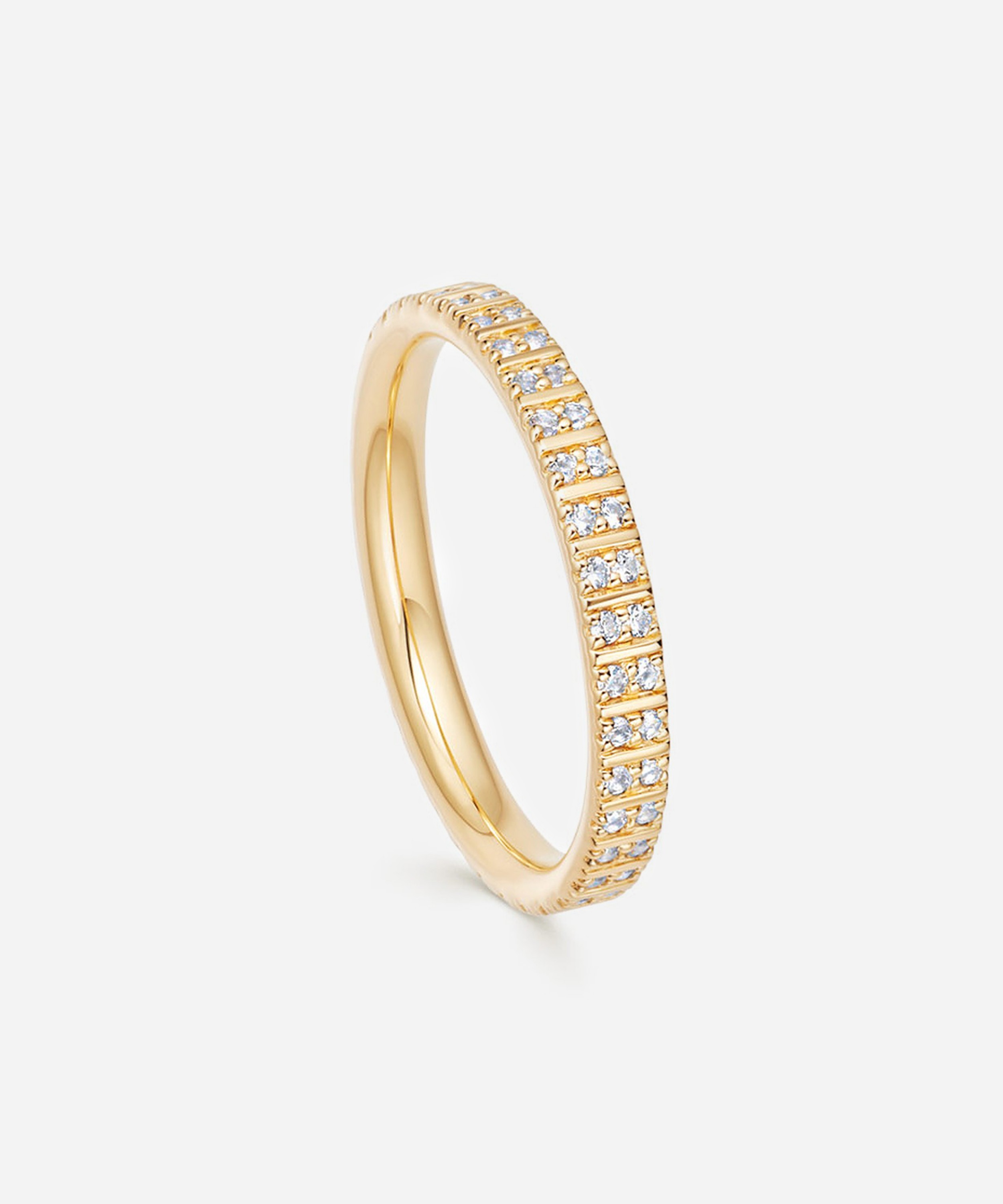 Astley Clarke - Gold Plated Vermeil Silver Celestial Astra White Sapphire Double Eternity Ring image number null