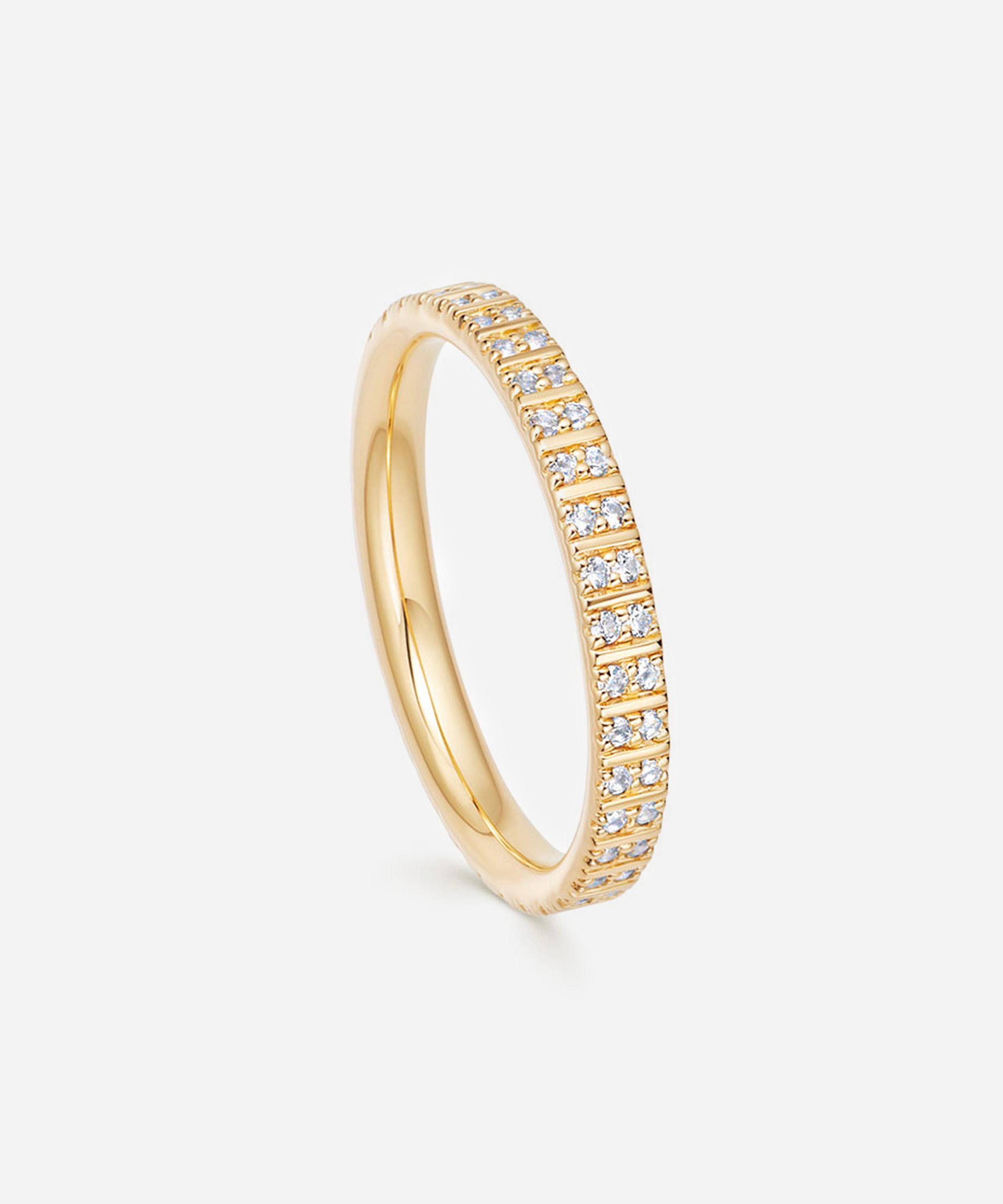 Astley Clarke - Gold Plated Vermeil Silver Celestial Astra White Sapphire Double Eternity Ring image number 