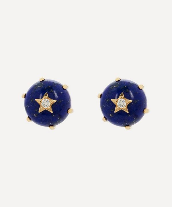 Andrea Fohrman - 14ct Gold Mini Cosmo Lapis and Diamond Stud Earrings image number null