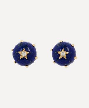 Andrea Fohrman - 14ct Gold Mini Cosmo Lapis and Diamond Stud Earrings image number 0