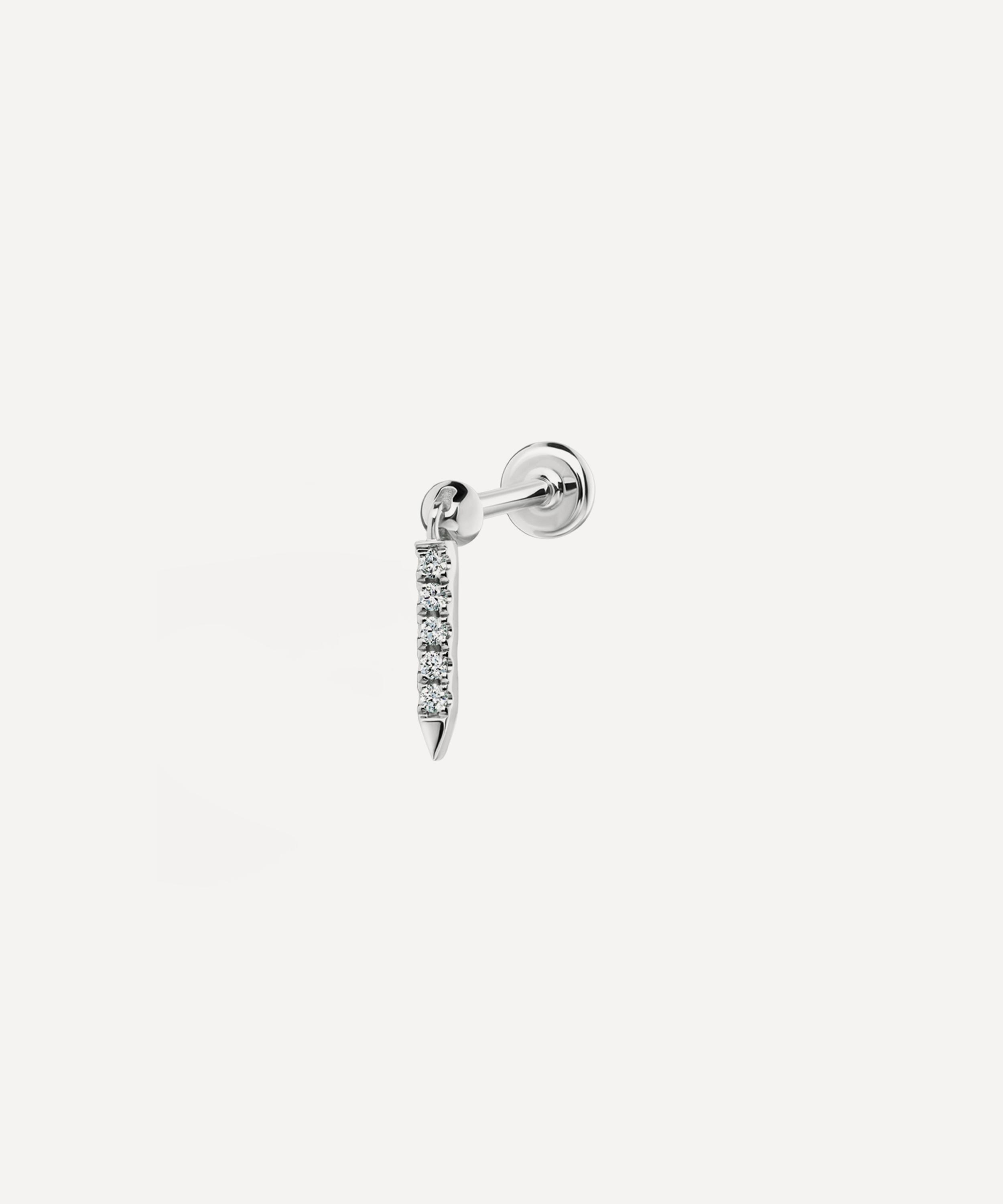 Maria Tash - 18ct 7mm Diamond Eternity Bar Charm Threaded Stud Earring