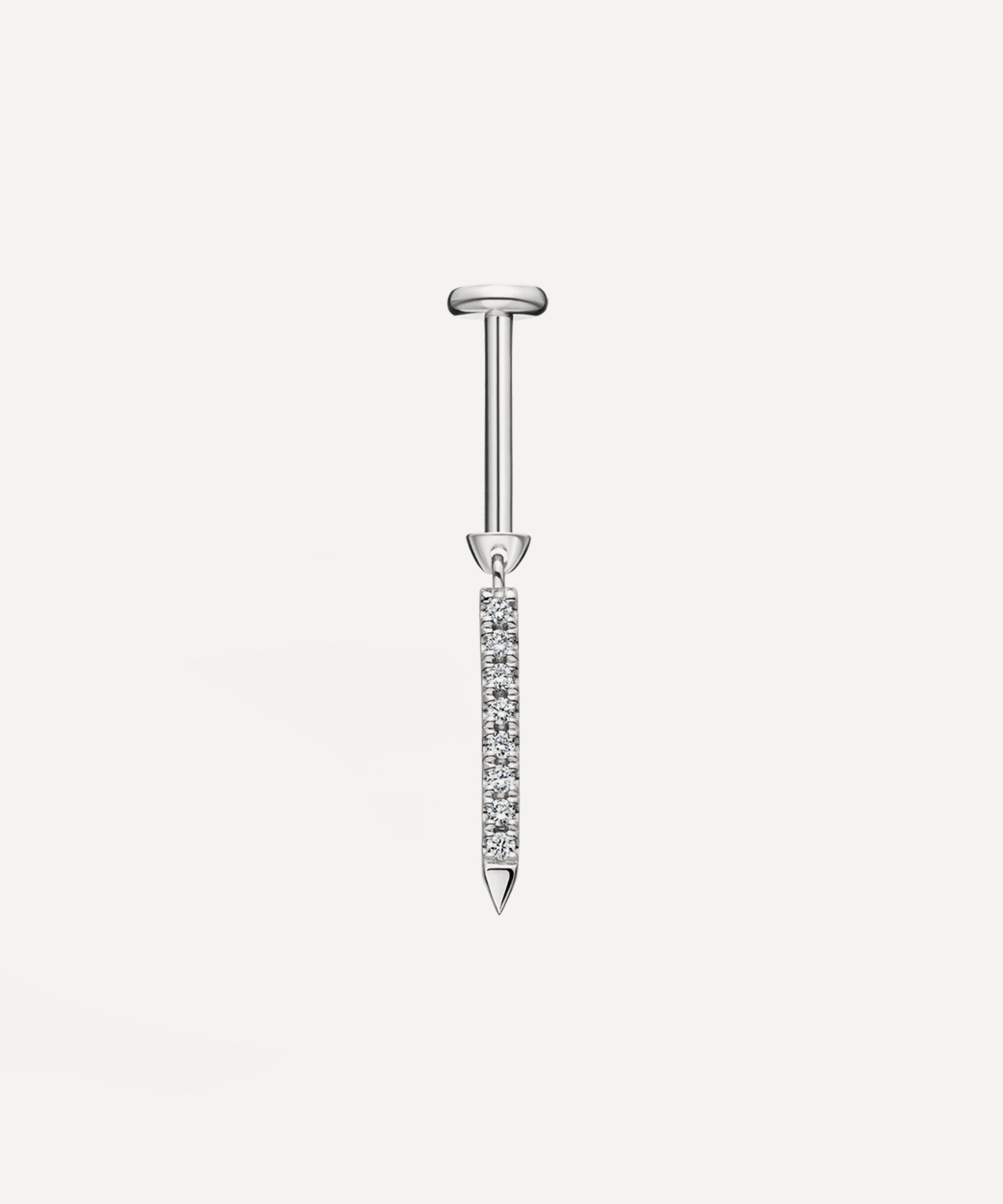 Maria Tash - 18ct 11mm Diamond Eternity Bar Charm Threaded Stud Earring image number 2