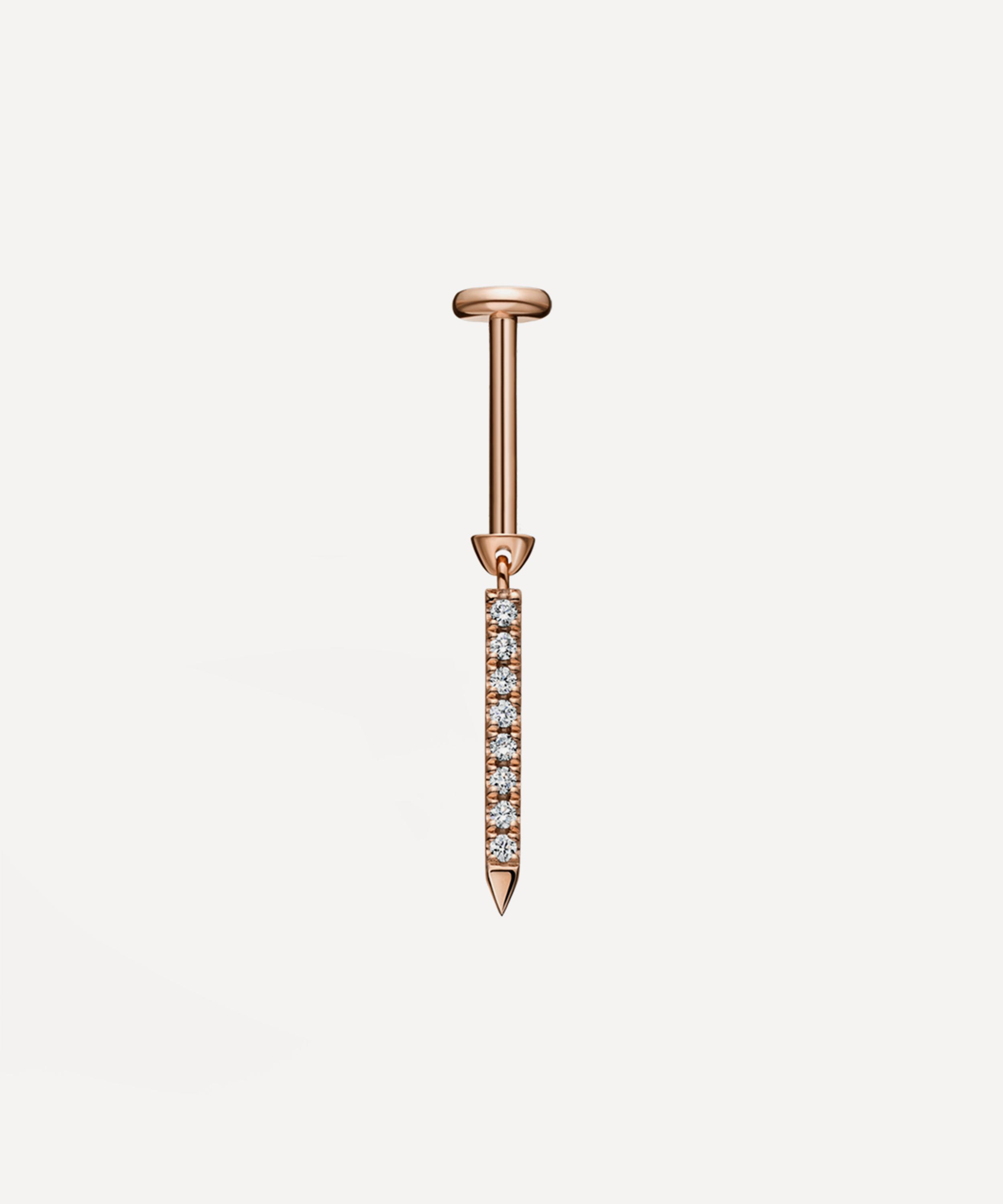 Maria Tash - 18ct 11mm Diamond Eternity Bar Charm Threaded Stud Earring image number 3